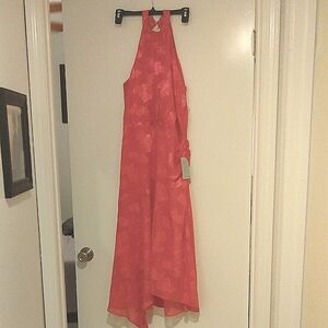 Elegant Coral Pink Halter Dress